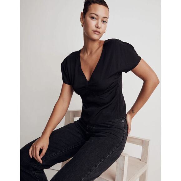 Madewell Puff-Sleeve Top in Floral Jacquard, NWOT - Picture 1 of 6